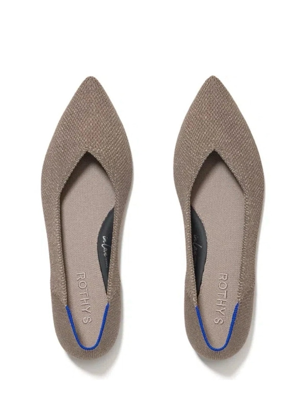 Rothy’s The Point Cashmere Taupe Metallic Shimmer Pointed Toe Flats 11